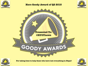 Congratulations @RYOTnews for tying for #HeroGoody #GoodyAwards Q2 with @MKMalarkey
