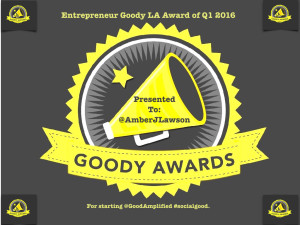 Amber J Lawson, Entrepreneur Goody Award Q1 2016