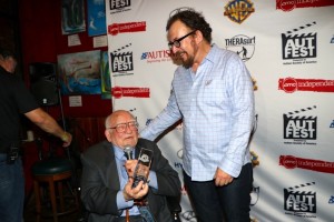 Actor Ed Asner presents Golden Goody Award to son Matt Asner at Autfest 2017
